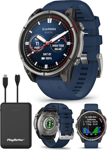Garmin quatix 8 (51 mm) Marine GPS Smartwatch Bundle - Bright AMOLED Display, Chartplotter Controls, Built-in Flashlight, 24/7 Health & Wellness Features with PlayBetter Portable Charger in Saudi Arabia