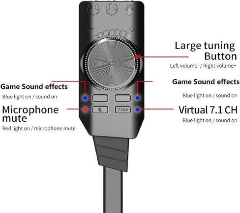 التوصيل والتشغيل USB DSP كارت الصوت الألعاب 7.1 قناة محول سماعة الرأس قطع غيار الألعاب in Kuwait