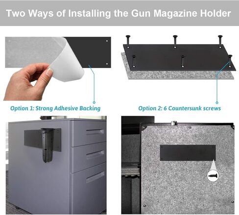 حامل مجلة مغناطيسي للعقل والعمل لبندقية المسدس، وملحقات تخزين الذخيرة لسلاحك الآمن، وخزانة الأسلحة، والخزانة، والتركيب على المعدن، ولوحة السجاد، والخشب، والسطح البلاستيكي (عبوتان) in Kuwait
