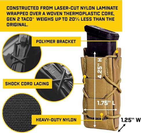 معدات عالية السرعة - GEN 2 Pistol Taco MOLLE Mag Pouch، معدات الشرطة والعتاد العسكري، حقيبة المجلات التكتيكية للمحترفين in Saudi Arabia