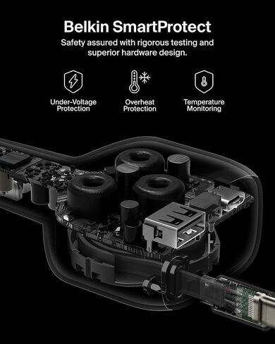 شاحن سيارة Belkin USB C بقدرة 75 وات مع كابل USB C قابل للسحب 30 بوصة - شاحن iPhone، متوافق مع سلسلة iPhone 17 و16، وسلسلة Galaxy S25، وAirPods، والكمبيوتر اللوحي، وMacBook، وChromebook، إلخ. - أساسيات السفر in Saudi Arabia