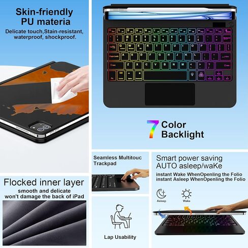 Keyboard Case for iPad Air 11-inch(M3/M2, 2025/2024) & iPad Pro 11 inch(1st/2nd/3rd/4th Gen), Magic-Style Magnetic Keyboard Case-Backlight, Multi-Touch Trackpad Keyboard for iPad Air 10.9 5th/4th Gen in Saudi Arabia