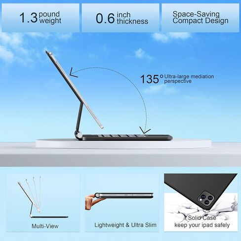 Keyboard Case for iPad Air 11-inch(M3/M2, 2025/2024) & iPad Pro 11 inch(1st/2nd/3rd/4th Gen), Magic-Style Magnetic Keyboard Case-Backlight, Multi-Touch Trackpad Keyboard for iPad Air 10.9 5th/4th Gen in Saudi Arabia