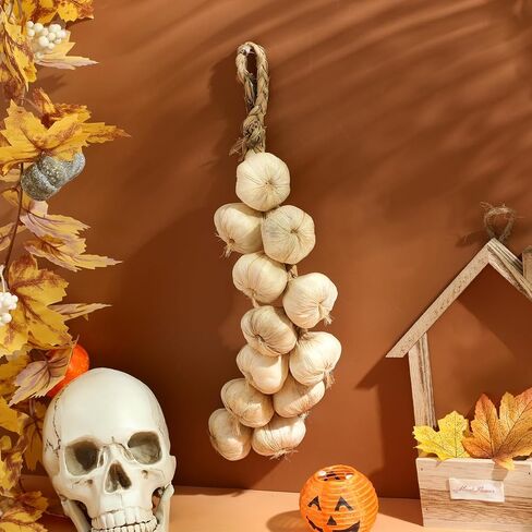 Cabilock 1 pc Halloween Artificial Garlic String-Simulation Artificial Lifelike Fake Vegetable, Hanging String Photography Props for Home Office Kitchen Decoration. in Saudi Arabia