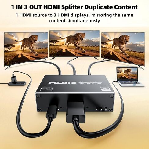 موزع HDMI BolAAzuL 1 في 3 مع كابل HDMI ومحول طاقة، مقسم إخراج HDMI 4K 30 هرتز 1X3 شاشة مكررة/مرآة لـ 3 شاشات، يدعم 1080P@60 هرتز، ثلاثي الأبعاد، HDR لجهاز عرض PS5 HDTV in Saudi Arabia