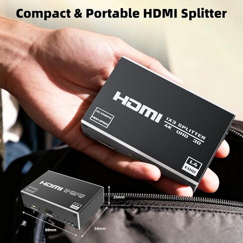 موزع HDMI BolAAzuL 1 في 3 مع كابل HDMI ومحول طاقة، مقسم إخراج HDMI 4K 30 هرتز 1X3 شاشة مكررة/مرآة لـ 3 شاشات، يدعم 1080P@60 هرتز، ثلاثي الأبعاد، HDR لجهاز عرض PS5 HDTV in Saudi Arabia