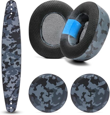 WC Mod Kit Nova Pro Wireless & Nova Elite - وسادات أذن من جل التبريد وعصابة رأس من السيليكون وألواح مغناطيسية لـ SteelSeries Arctis Nova Pro Wireless و Nova Elite من Wicked Cushions | كامو أسود in Kuwait