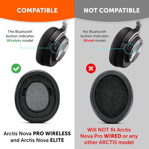 WC Mod Kit Nova Pro Wireless & Nova Elite - وسادات أذن من جل التبريد وعصابة رأس من السيليكون وألواح مغناطيسية لـ SteelSeries Arctis Nova Pro Wireless و Nova Elite من Wicked Cushions | كامو أسود in Kuwait