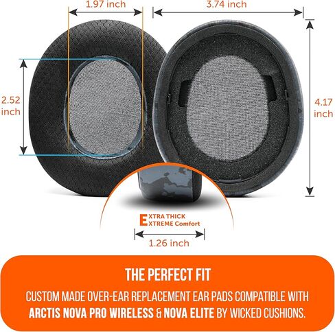 WC Mod Kit Nova Pro Wireless & Nova Elite - وسادات أذن من جل التبريد وعصابة رأس من السيليكون وألواح مغناطيسية لـ SteelSeries Arctis Nova Pro Wireless و Nova Elite من Wicked Cushions | كامو أسود in Kuwait