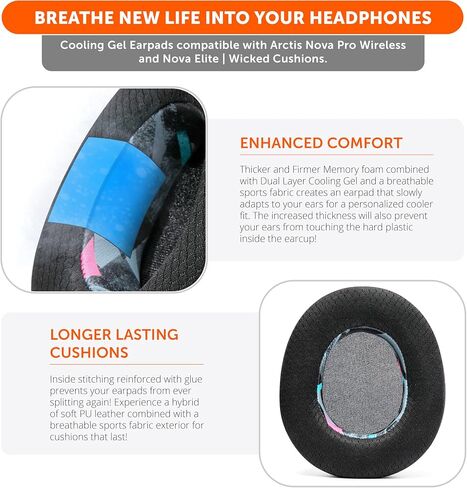 WC Mod Kit Nova Pro Wireless & Nova Elite - Cooling Gel Earpads, Silicone Headband, & Magnetic Plates for SteelSeries Arctis Nova Pro Wireless & Nova Elite by Wicked Cushions | Black Camo in Saudi Arabia