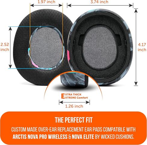 WC Mod Kit Nova Pro Wireless & Nova Elite - Cooling Gel Earpads, Silicone Headband, & Magnetic Plates for SteelSeries Arctis Nova Pro Wireless & Nova Elite by Wicked Cushions | Black Camo in Saudi Arabia