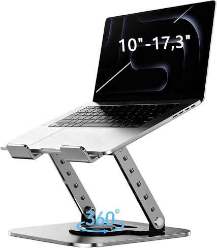 Laptop Stand, Laptop Stand for Desk with 360° Rotating Base, Ergonomic Laptop Riser for Desk with Adjustable Height, Heat Dissipation, Fits with All Laptops 10-17.3" in Saudi Arabia