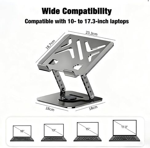 Laptop Stand, Laptop Stand for Desk with 360° Rotating Base, Ergonomic Laptop Riser for Desk with Adjustable Height, Heat Dissipation, Fits with All Laptops 10-17.3" in Saudi Arabia