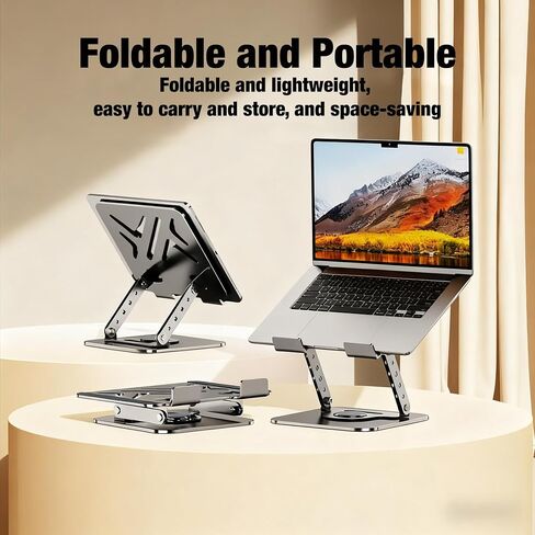 Laptop Stand, Laptop Stand for Desk with 360° Rotating Base, Ergonomic Laptop Riser for Desk with Adjustable Height, Heat Dissipation, Fits with All Laptops 10-17.3" in Saudi Arabia