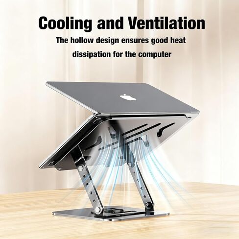 Laptop Stand, Laptop Stand for Desk with 360° Rotating Base, Ergonomic Laptop Riser for Desk with Adjustable Height, Heat Dissipation, Fits with All Laptops 10-17.3" in Saudi Arabia
