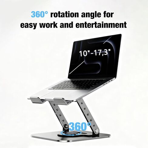 Laptop Stand, Laptop Stand for Desk with 360° Rotating Base, Ergonomic Laptop Riser for Desk with Adjustable Height, Heat Dissipation, Fits with All Laptops 10-17.3" in Saudi Arabia