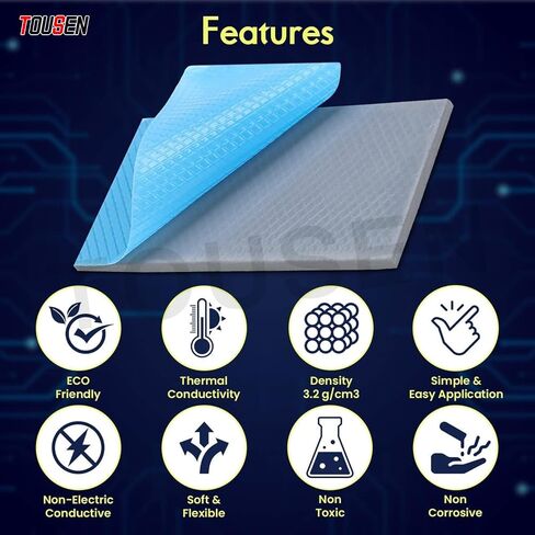 TSP-168 Thermal Pad (85x45mm x 0.5mm) - High Conductivity, Non-Conductive Gray Heat Dissipation Pad for PCBs, GPUs, Laptops & Electronics in Saudi Arabia