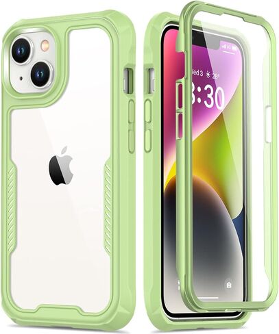 FUNMIKO for iPhone 14 Clear Case with Touch-Sensitive Built-in Screen Protector,Mili-Grade Heavy Duty Protection Pass 21ft. Drop Tested Slim-fit Protective Phone Cover 6.1" Black in Kuwait