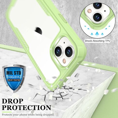 FUNMIKO for iPhone 14 Clear Case with Touch-Sensitive Built-in Screen Protector,Mili-Grade Heavy Duty Protection Pass 21ft. Drop Tested Slim-fit Protective Phone Cover 6.1" Blue in Kuwait