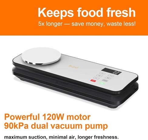 Vacuum Sealer for Food, 90kPA Powerful Food Saver Vacuum Sealer Machine with Digital Kitchen Scale, 12-in-1 Food Vacuum Sealer with Dry & Moist Food Modes, 10 pcs & 1 Roll Vacuum Bags, Starter Kits in Saudi Arabia