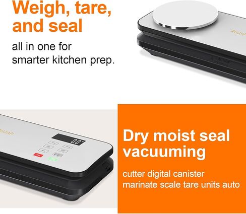 Vacuum Sealer for Food, 90kPA Powerful Food Saver Vacuum Sealer Machine with Digital Kitchen Scale, 12-in-1 Food Vacuum Sealer with Dry & Moist Food Modes, 10 pcs & 1 Roll Vacuum Bags, Starter Kits in Saudi Arabia
