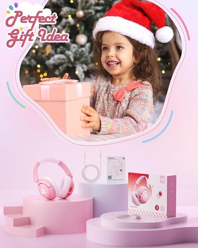 Kids Bluetooth Headphones, 85dBA Safe Volume, 75H Playtime, Bluetooth 5.4, Lightweight Wireless Over-Ear Headphones for Kids, Toddler Headphones for iPad/YOTO Player/Tablet/School, Pink in Saudi Arabia