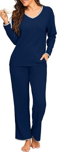 PrinStory Womens Pajamas Set Fall and Winter Ladies Pjs Long Sleeve 2 Piece Pajama Lounge Sets in Saudi Arabia