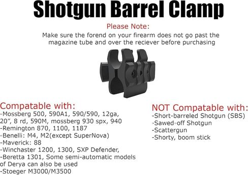GOTCIAL Shotgun 12Ga Barrel Clamp W/Built-in QD Forward Sling Swivel Socket, 3-Slot Picatinny Rail Mount (1.25 in QD Sling Swivel and 2 PCS 4x6 mm Gasket Silicone Elastomer Included) in Saudi Arabia