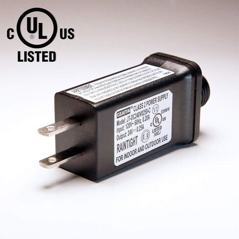 محول ضوء شجرة عيد الميلاد LED وشريط 24 فولت - مصدر طاقة من الفئة 2 (JT-DC240V0500-F)، مُدرج في قائمة UL للمعايير الأمريكية. مصممة لأجهزة الإخراج 24 فولت. انظر التفاصيل لمزيد من النماذج المتوافقة. in Kuwait