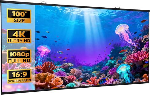 شاشة عرض 100 بوصة، شاشة عرض فريسنل مضادة للضوء 16:9 شاشة عرض أفلام محمولة مضادة للتجاعيد للمسرح المنزلي والخارجي ودعم أجهزة العرض المتوسطة والطويلة in Kuwait