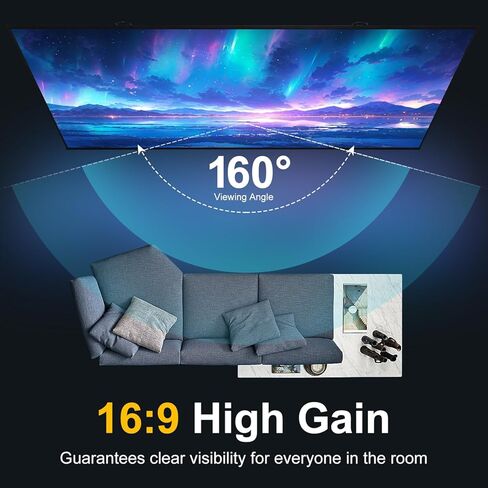 شاشة عرض 100 بوصة، شاشة عرض فريسنل مضادة للضوء 16:9 شاشة عرض أفلام محمولة مضادة للتجاعيد للمسرح المنزلي والخارجي ودعم أجهزة العرض المتوسطة والطويلة in Kuwait