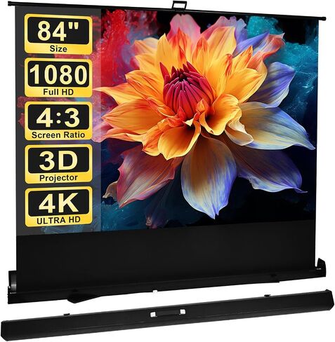 84 inch Portable Projector Screens Indoor Outdoor Projector Screen 4:3 4K HD Outdoor Movie Screen, Lightweight and Retractable for Home Cinema Backyard Movie Night, Meeting Presentation in Saudi Arabia