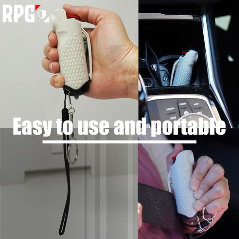 رذاذ الفلفل 3 في 1 للدفاع عن النفس، رذاذ الفلفل مع قاطع حزام الأمان وكسارة النوافذ - مجموعة سلسلة مفاتيح آمنة للنساء | أسلحة الدفاع عن النفس وأساسيات السيارة | صنع في الولايات المتحدة الأمريكية in Kuwait