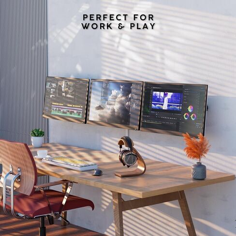 X-ROB Triple Monitor Wall Mount – Premium Aluminum 3 Arm Bracket for 15–32 Inch Screens, Dual Wall Anchors for Maximum Stability, Full Motion with 360° Rotation, VESA 75x75/100x100, Cable Management in Saudi Arabia