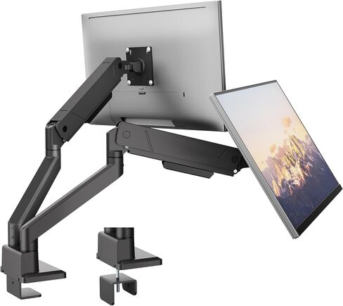 monTEK Dual Monitor Mount Monitor Arms for 2 Monitors for 17 to 35 Inch Curved Screen Holds 35 Lbs Adjustable Heavy Duty Monitor Desk Mount Cable Management, VESA 75/100mm,MA1007BK-D in Saudi Arabia