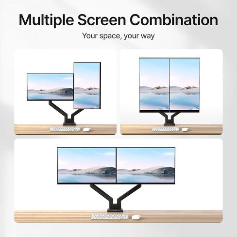 monTEK Dual Monitor Mount Monitor Arms for 2 Monitors for 17 to 35 Inch Curved Screen Holds 35 Lbs Adjustable Heavy Duty Monitor Desk Mount Cable Management, VESA 75/100mm,MA1007BK-D in Saudi Arabia