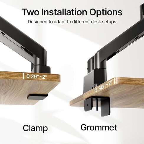 monTEK Dual Monitor Mount Monitor Arms for 2 Monitors for 17 to 35 Inch Curved Screen Holds 35 Lbs Adjustable Heavy Duty Monitor Desk Mount Cable Management, VESA 75/100mm,MA1007BK-D in Saudi Arabia