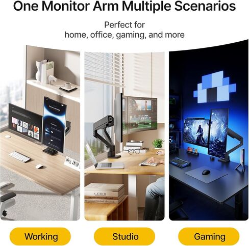 monTEK Dual Monitor Mount Monitor Arms for 2 Monitors for 17 to 35 Inch Curved Screen Holds 35 Lbs Adjustable Heavy Duty Monitor Desk Mount Cable Management, VESA 75/100mm,MA1007BK-D in Saudi Arabia