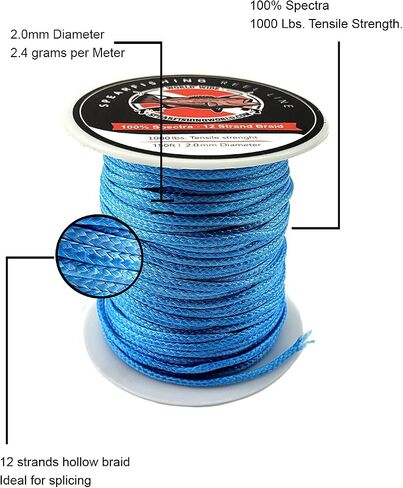 Speargun Reel or Shooting Line 2.0 mm - 100% Spectra - 1000 Lbs Tensile Strength in Saudi Arabia