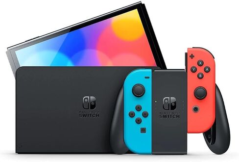 Nintendo Switch OLED Model – Neon Red & Neon Blue Joy-Con (Japan Spec, 7″ OLED, 64GB, Wired LAN Dock, Region-Free, Enhanced Audio) in Saudi Arabia