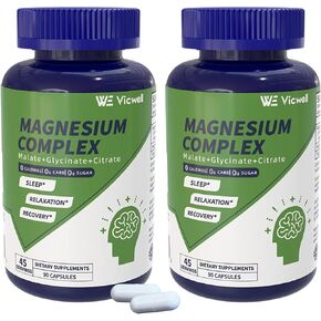 Triple Magnesium Complex - 300mg Magnesium from Malate, Glycinate, and Citrate - Supports Stress Relief & Sleep, Nerves & Metabolism, Muscle Relaxation & Bone Health - 90 Capsules in Saudi Arabia