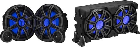 مكونات KICKER Marine 51MSS8 Premium مقاس 8 بوصات وعلبة محملة مقاس 10 بوصات و51MWLE104، وترقية الصوت البحري بتقنية LED in Saudi Arabia