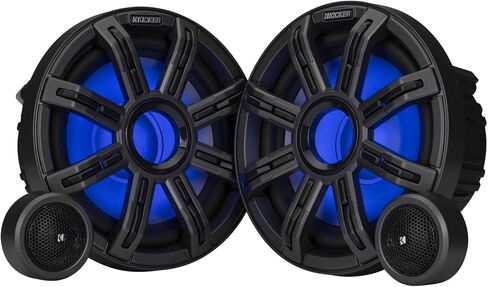 مكونات KICKER Marine 51MSS8 Premium مقاس 8 بوصات وعلبة محملة مقاس 10 بوصات و51MWLE104، وترقية الصوت البحري بتقنية LED in Saudi Arabia