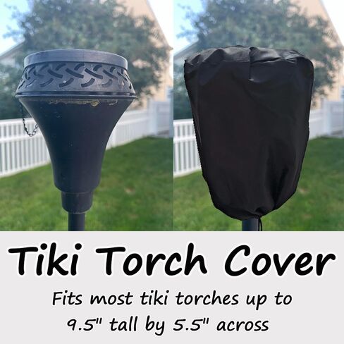 غطاء Tiki Torch لـ Island King 65 بوصة معدني خارجي مقاوم للماء وأغطية شديدة التحمل مجموعة من 2/أسود in Saudi Arabia
