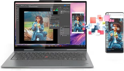 كمبيوتر محمول Lenovo ThinkPad X1 2 في 1 الجيل 10 Aura Edition مع معالج Intel Core Ultra 7 268V vPro، وشاشة لمس WUXGA 2.8K OLED مقاس 14 بوصة، و32 جيجابايت LPDDR5X-8533MT/s، و1 تيرابايت SSD، وكاميرا IR بدقة 8 ميجابكسل، وقلم، وWin11Pro in Saudi Arabia