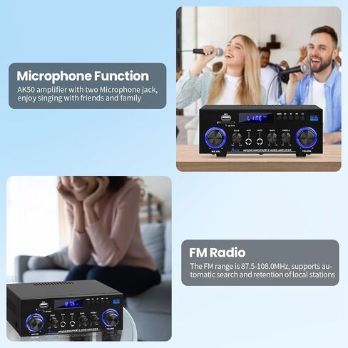 AK-50 Bluetooth5.0 Audio Amplifiers Home Stereo Amp 60WX2 Max.400W Output in Saudi Arabia