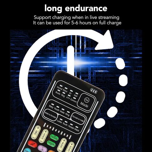 Voice Changer Set, PC 450mah 5V Multifunctional Portable Voice Changer Disguiser Handheld Voice Modulator Mini Gaming Live Sound Card with 8 Kinds Sound Adjustable, Plug and Play in Saudi Arabia