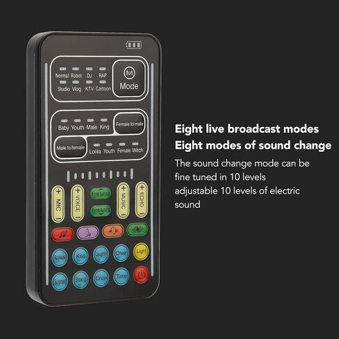 Voice Changer Set, PC 450mah 5V Multifunctional Portable Voice Changer Disguiser Handheld Voice Modulator Mini Gaming Live Sound Card with 8 Kinds Sound Adjustable, Plug and Play in Saudi Arabia