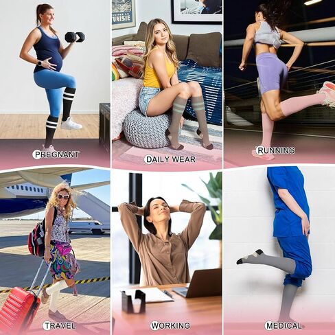 Iseasoo 4 Pairs Compression Socks for Women Circulation-Best Support for Nurses,Running,Athletic,Travel in Saudi Arabia