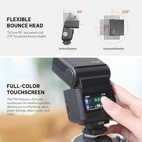 GODOX IT32 TTL Camera Flash with X5F Wireless Flash Trigger for FUJI, 2.4G Wireless Flash HSS 1/8000s, Built-in Receiver & Lithium Battery, 510 Full Power Flashes, LED Modeling Light, Magnetic Hotshoe in Saudi Arabia
